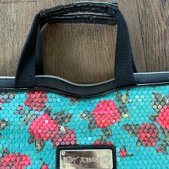 Betsey John turquoise and floral fully clear sequined bag. - Picture 12 of 16